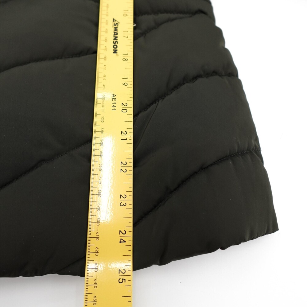 GUESS Jacket Womens Large Green Puffer Hood Faux Fur Trim Zip Pockets Warm - Picture 7 of 16